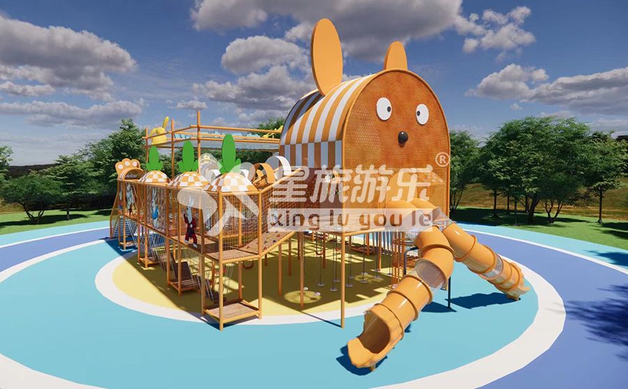 公园网红无动力设备萌兔特工队